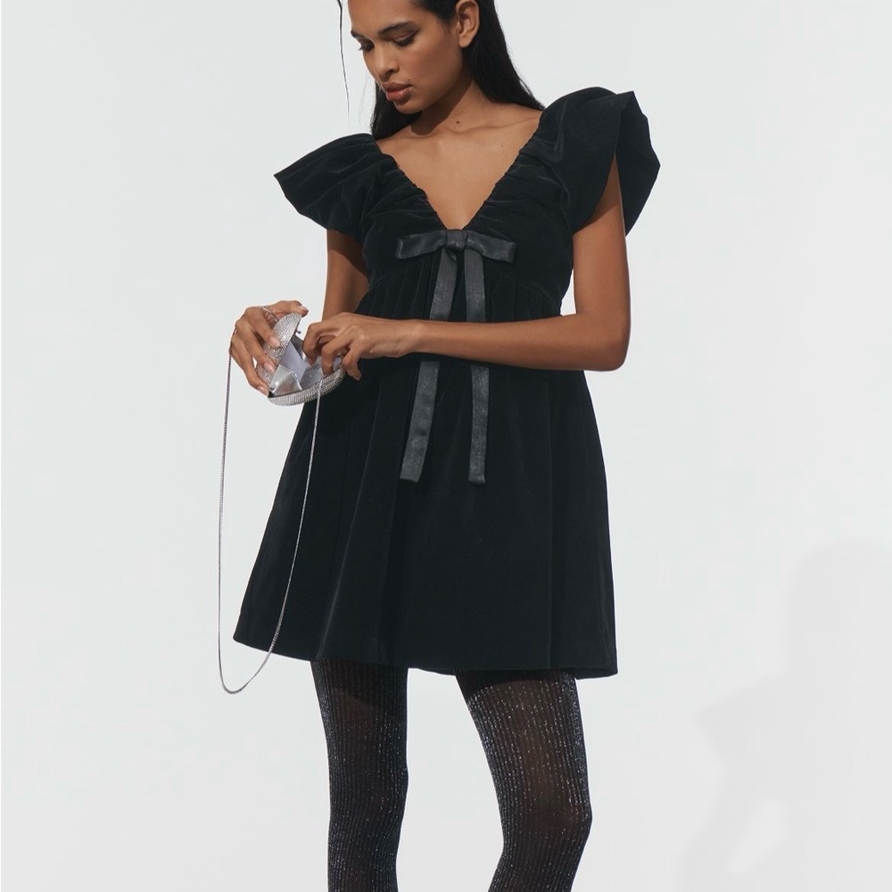 endless rose velvet bow mini dress